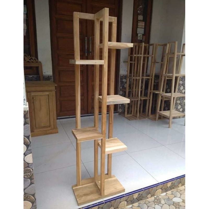 Rak susun aesthetic kayu serbaguna bisa custom bahan dan ukuran / rak bunga / rak sepatu / rak buku 