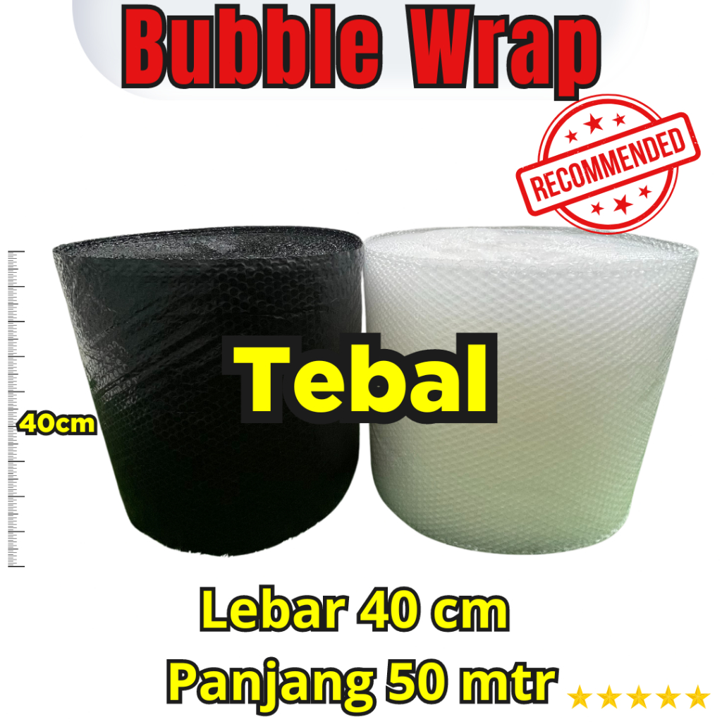 

PackMan - Bubble Wrap Potongan 40cm x 50mtr Tebal Hitam/Bening Murah