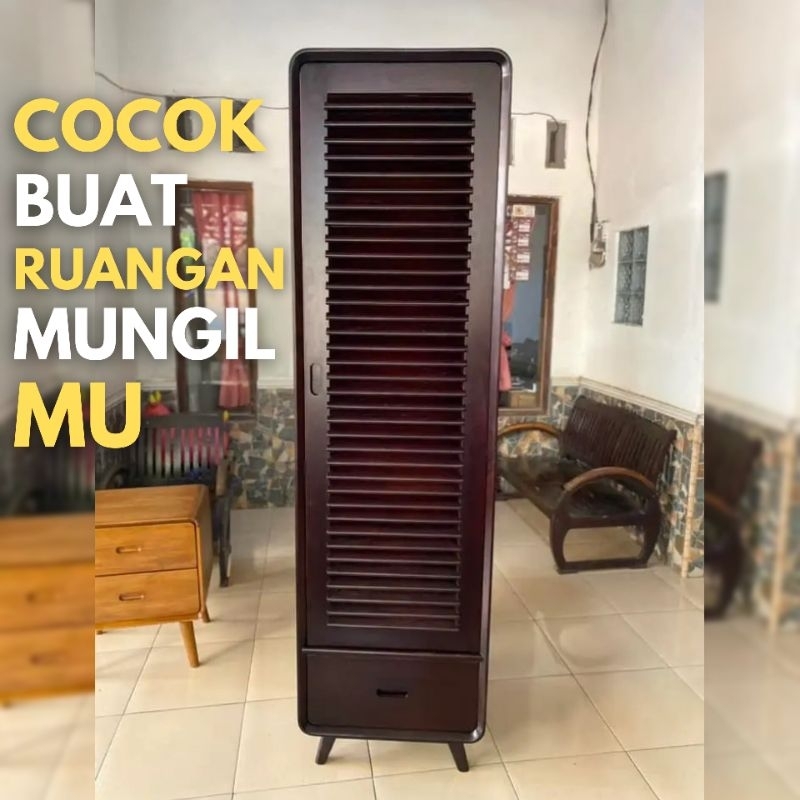 lemari pakaian baju minimalis retro retro 1 pintu kayu jati jepara