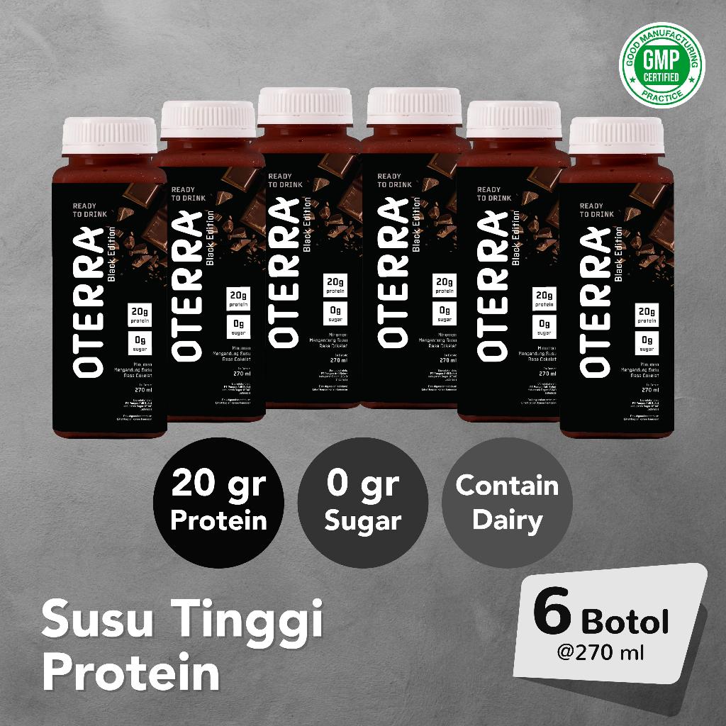 

OTERRA Black Edition - Ready to Drink Protein - Susu Whey Protein, Zero Sugar - Chocolate (6 Botol)