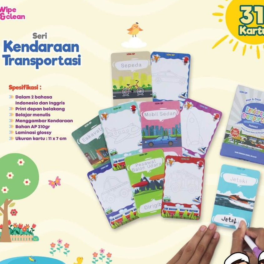 

Flash Card Wipe & Clean Kendaraan Transportasi - Kartu Belajar Anak Bergambar