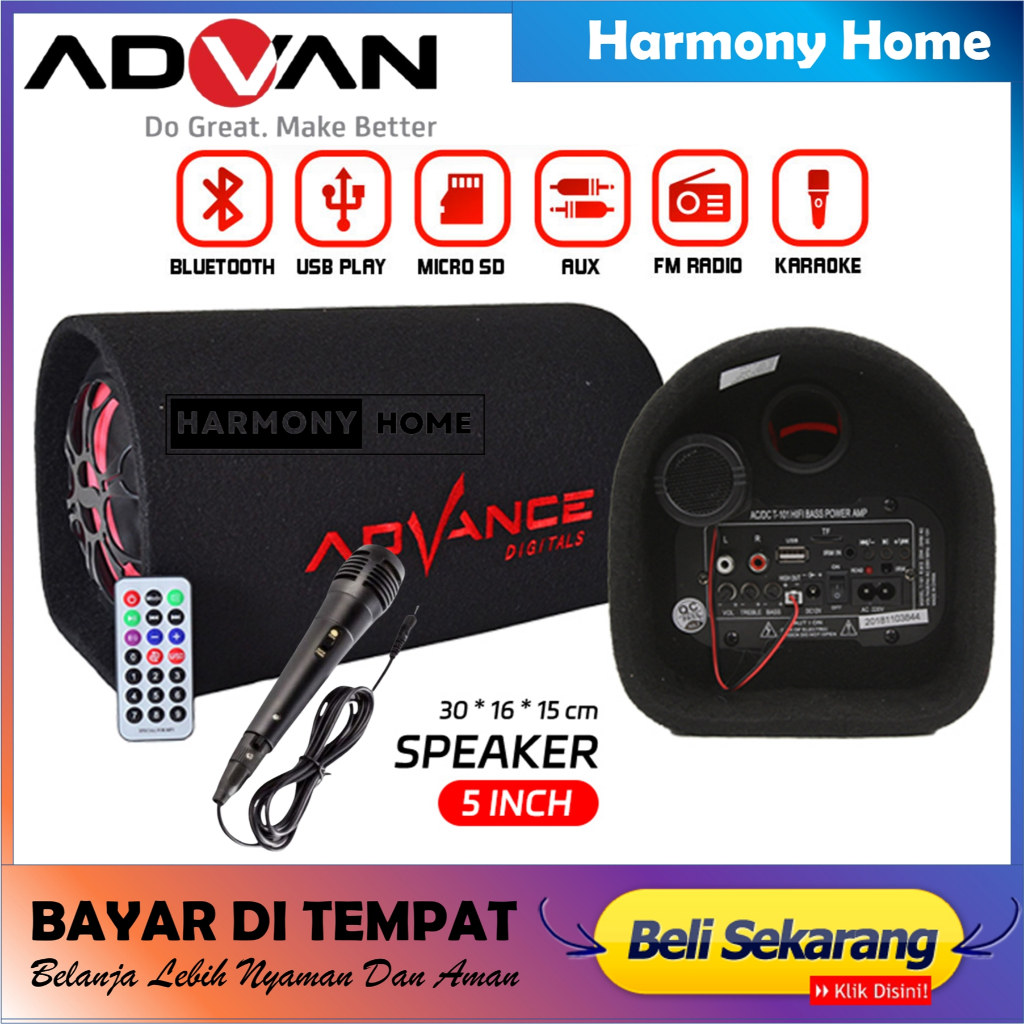 Speaker Advance 5 Inch T101BT +Mic Speaker Bluetooth speaker 5 Inch Super Bass Speaker Karaoke
