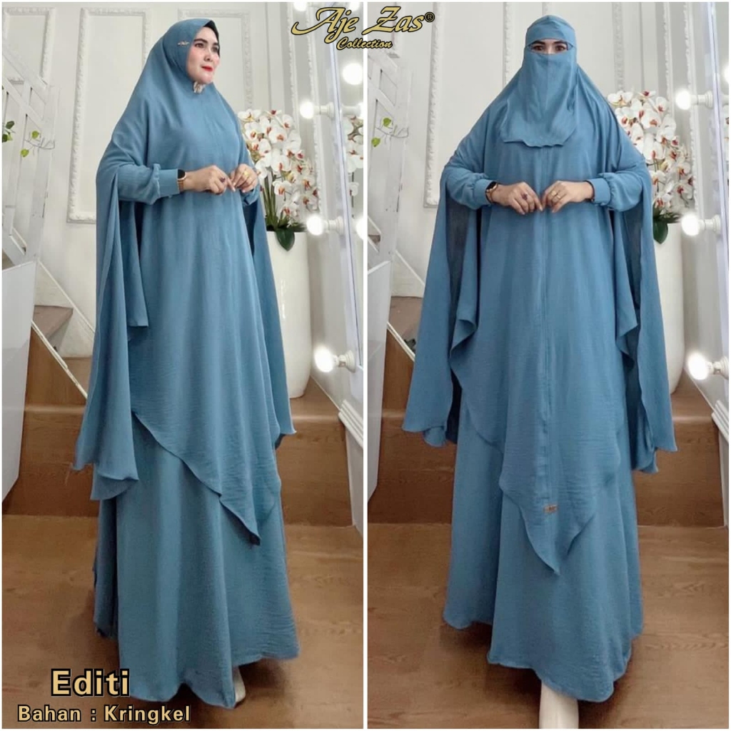 BISA COD One Set Gamis Syari Kode EDITI Bahan Kringkel Premium By Ory AjeZas Collection