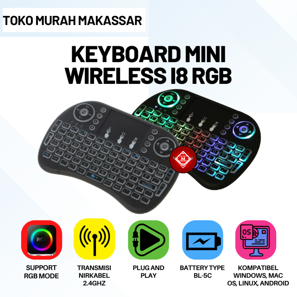 KEYBOARD MINI WIRELESS I8 RGB / KEYBOARD WIRELESS RGB / KEY29-SAN
