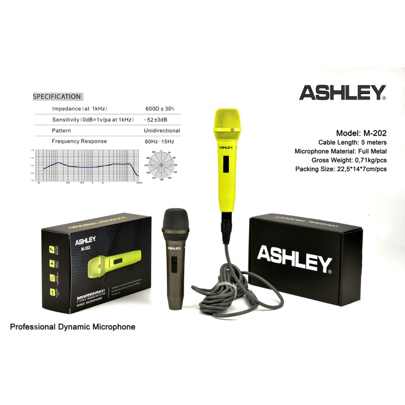 Mic Ashley M202 microphone kabel ashley