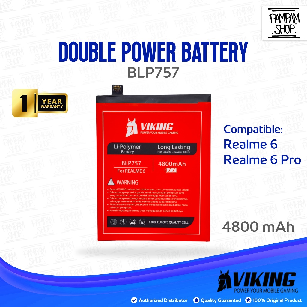 VIKING Double Power Baterai BLP757 Realme 6 / Realme 6 Pro Batre Batrai Battery Original Ori HP Hand