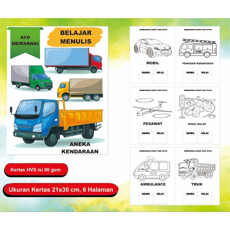 

BUKU MEWARNAI ANAK TK & PAUD.