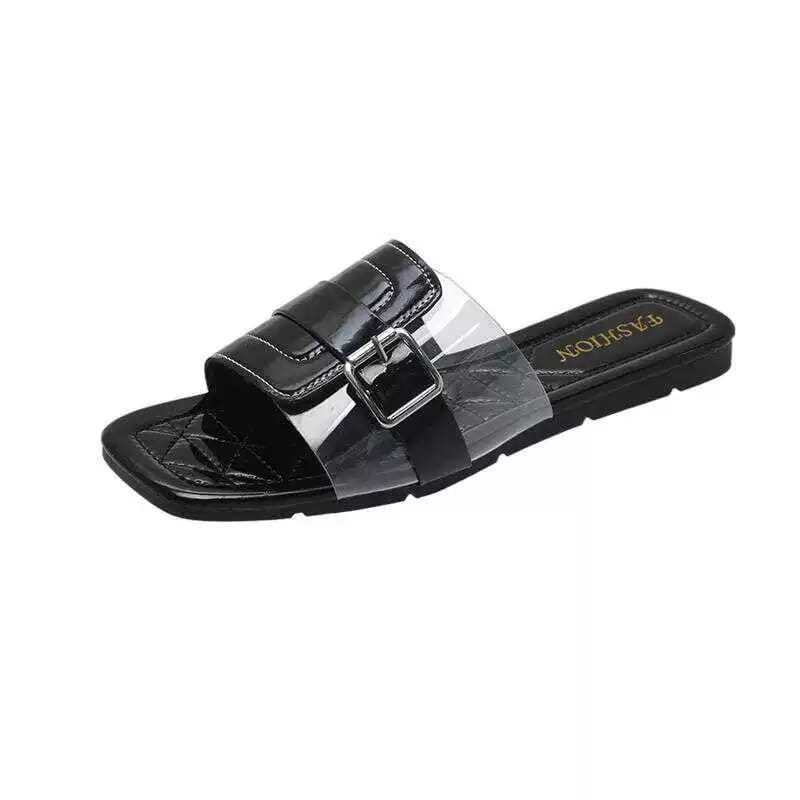 DEMOND21 - SANDAL TEPLEK WANITA KEKINIAN SENDAL SLIP ON FULL BUSA VARIASI MIKA TRANSPARAN GESPER LS 
