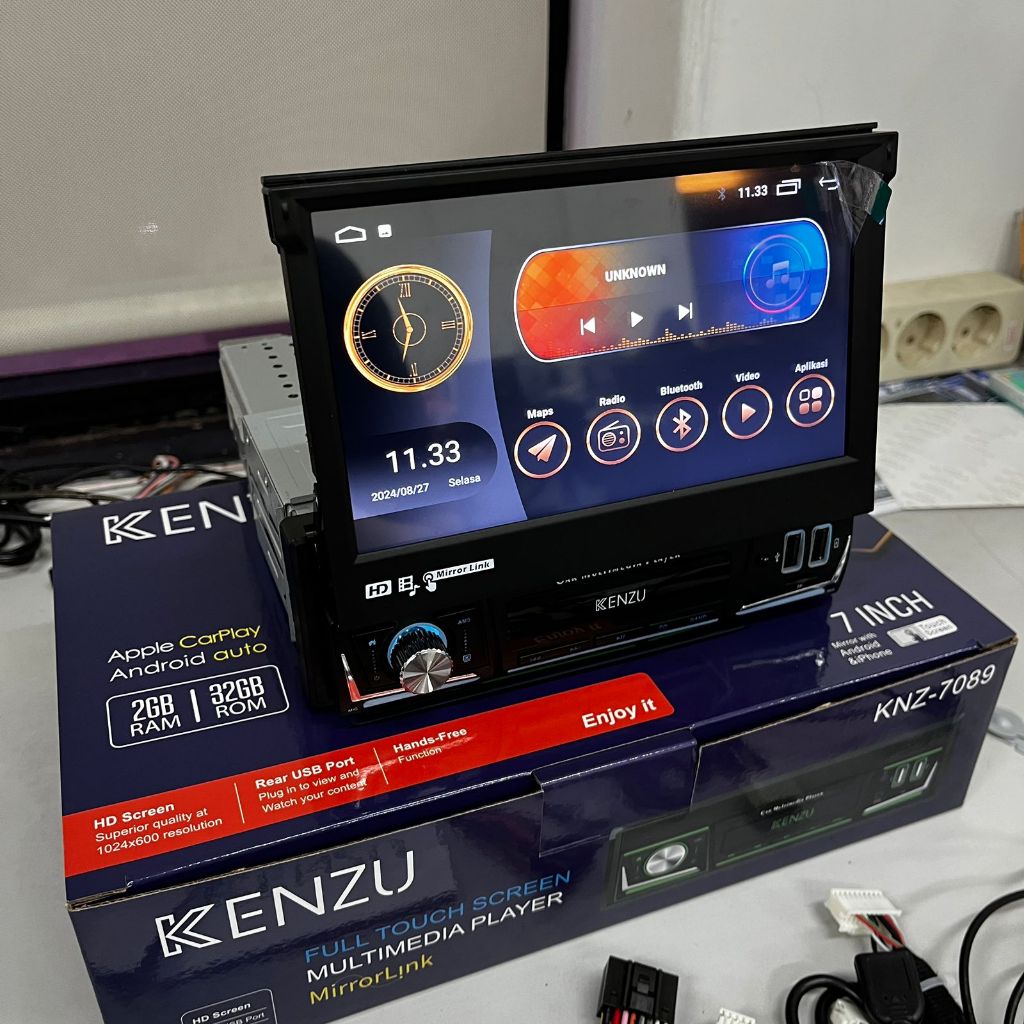 Head Unit Android Single DIN KNZ-7089 Sliding In-Dash