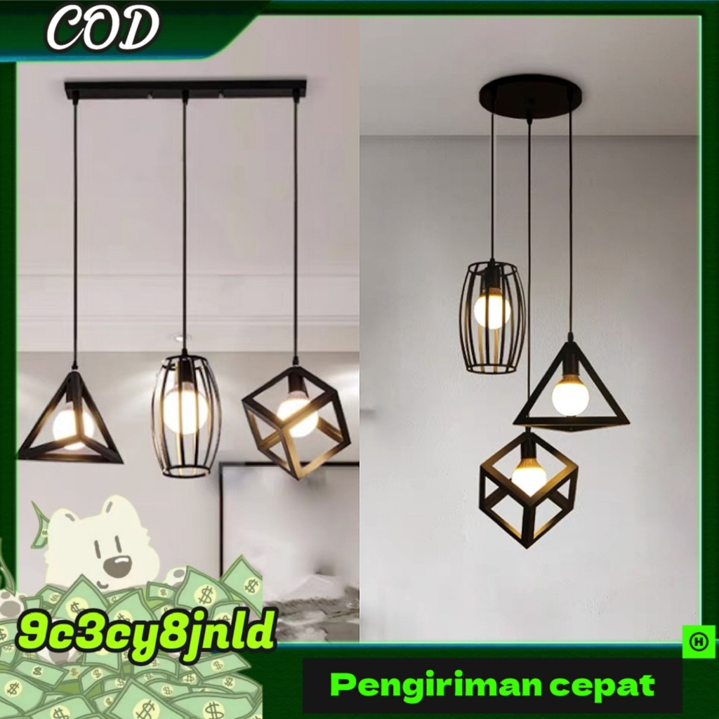 Lampu Hias Gantung Minimalis Lampu Plafon Ruang Tamu Modern Cafe Kap Diamond Lampu Vintage Outdoor E