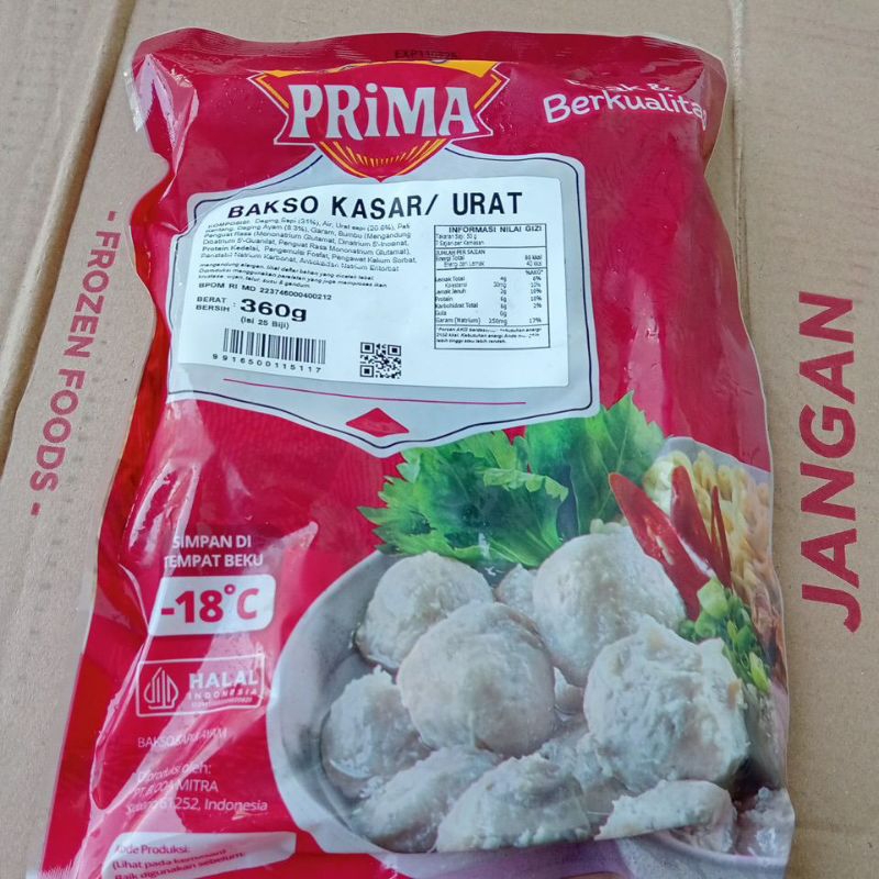 

PRIMA Bakso Sapi Kasar / Urat isi 25 360g