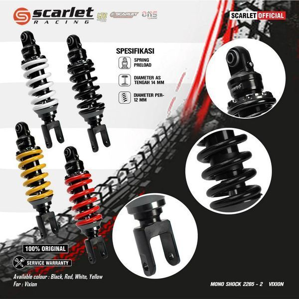 SHOCK SOK BREAKER MONO BELAKANG NON TABUNG 2265 VIXION SCARLET RACING