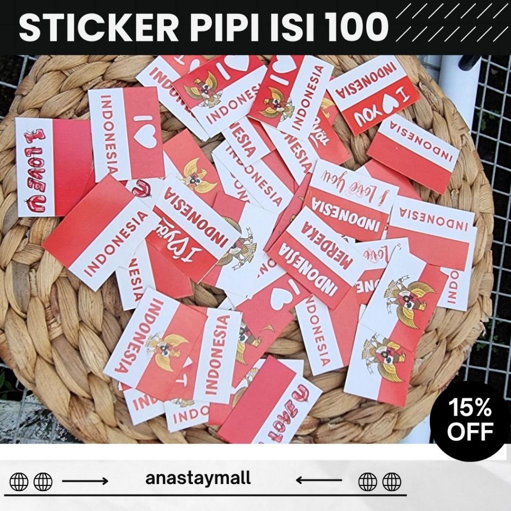 

Sticker Merah Putih / Sticker Bendera|Stiker Pipi Bendera 100 Pcs