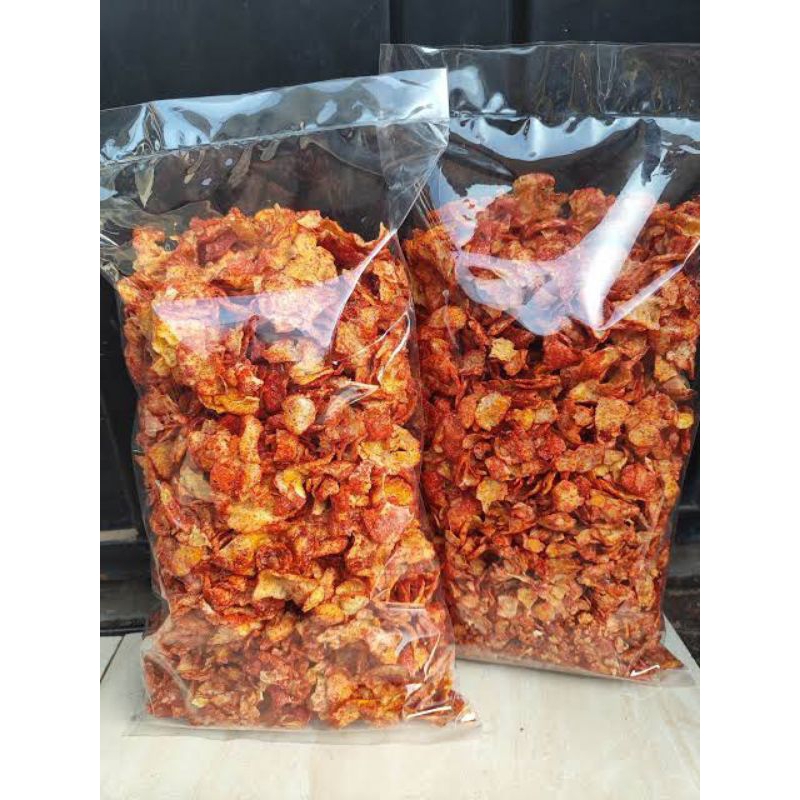 

Emping jagung keripik jagung gepeng pedas manis kemasan besar 250gr