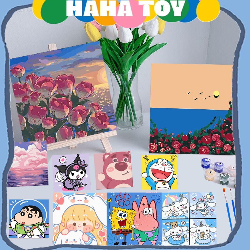 

20x20cm Paint By Number Kit Kartun DIY Painting Kit Canvas Paint By Number Digital Melukis