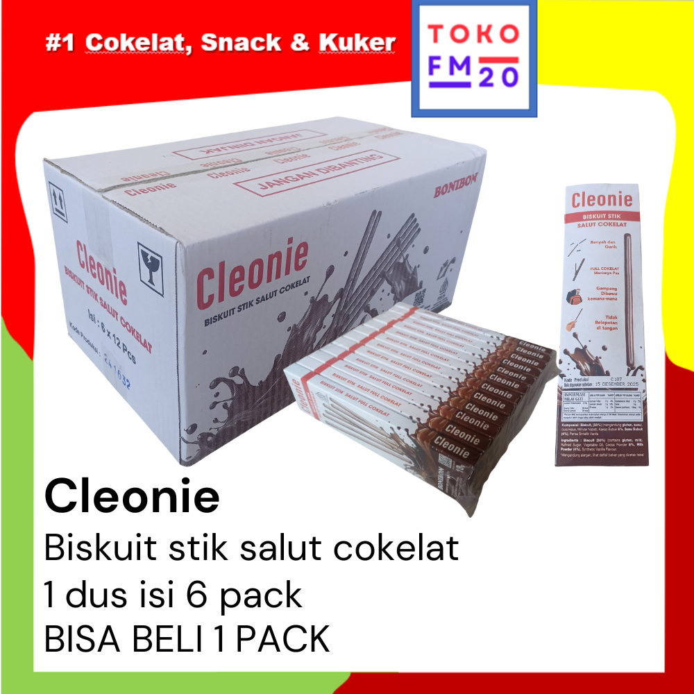 

Coklat Cleonie Biskuit Stik Salut Cokelat 1 Dus isi 6 Pack (72 Pcs STIK CLEONIE POKI )