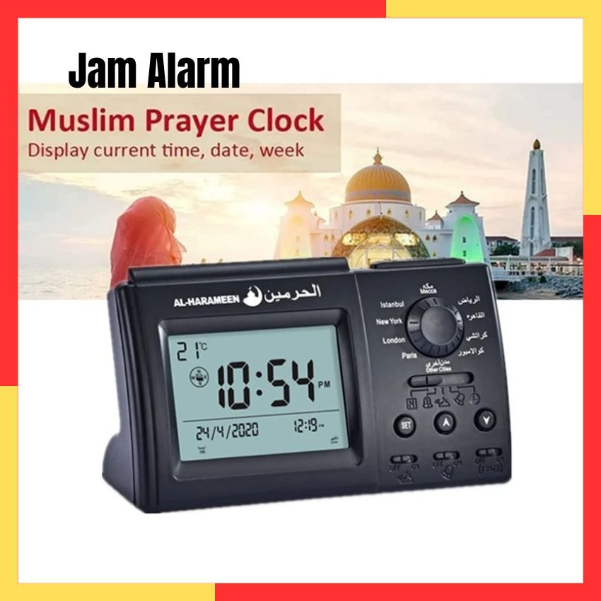 Jam Alarm Meja Digital LED Suara Adzan Muslim Prayer Watch Clock
