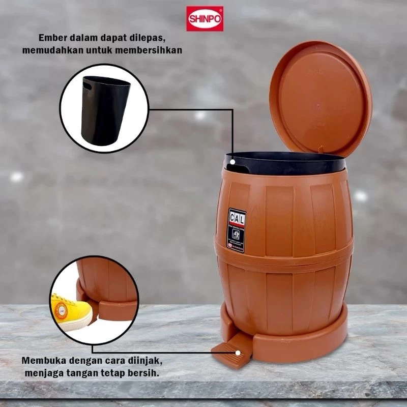 Tempat Sampah Injak 14 Liter Model Drum Mini Tempat Sampah Indoor