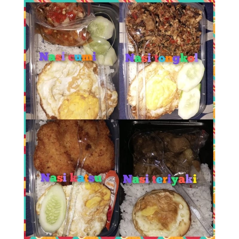 

nasi katsu,nasi tirayaki,nasi cumi,nasi tongkol