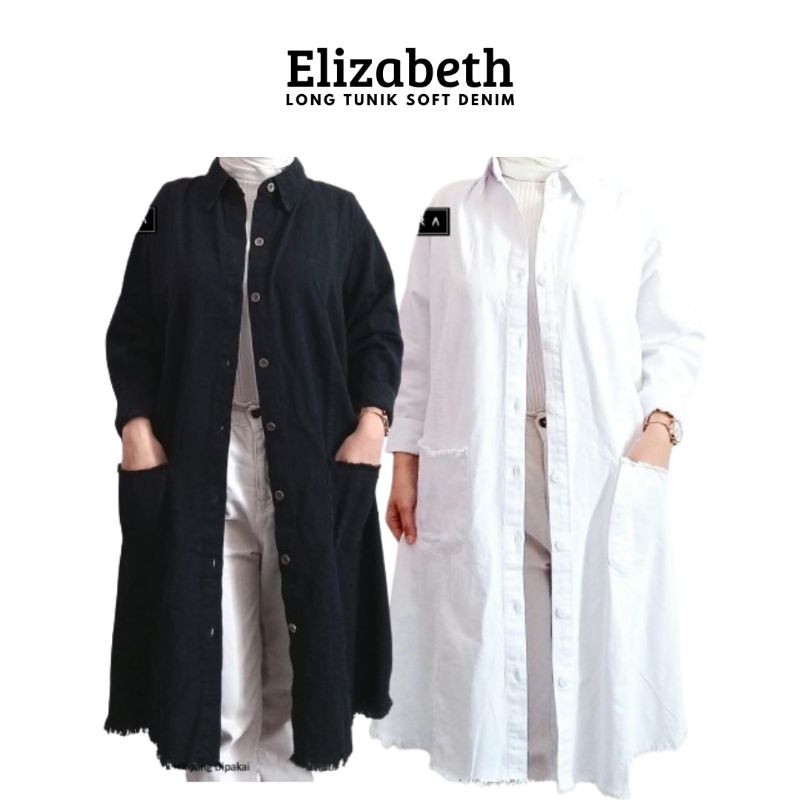 Elizabeth long tunik soft jeans outer kancing jumbo LD 130