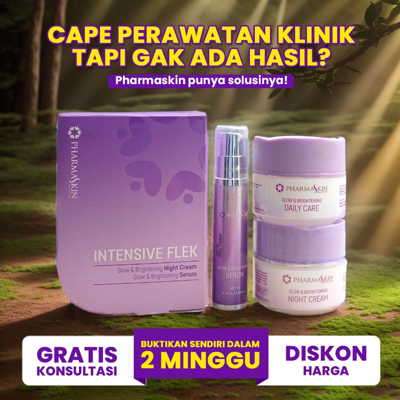 PHARMASKIN Intensive Flek & Whitening Paket Skincare Set Flek Hitam Serum Glowing Pemutih Wajah