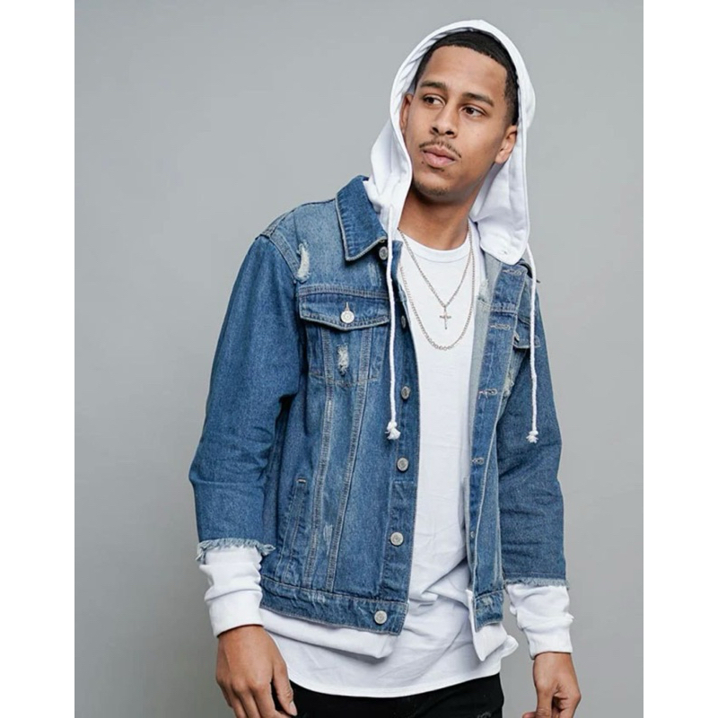 Jaket Hoodie Jeans Denim Pria Best Seller Polos Kupluk 2024