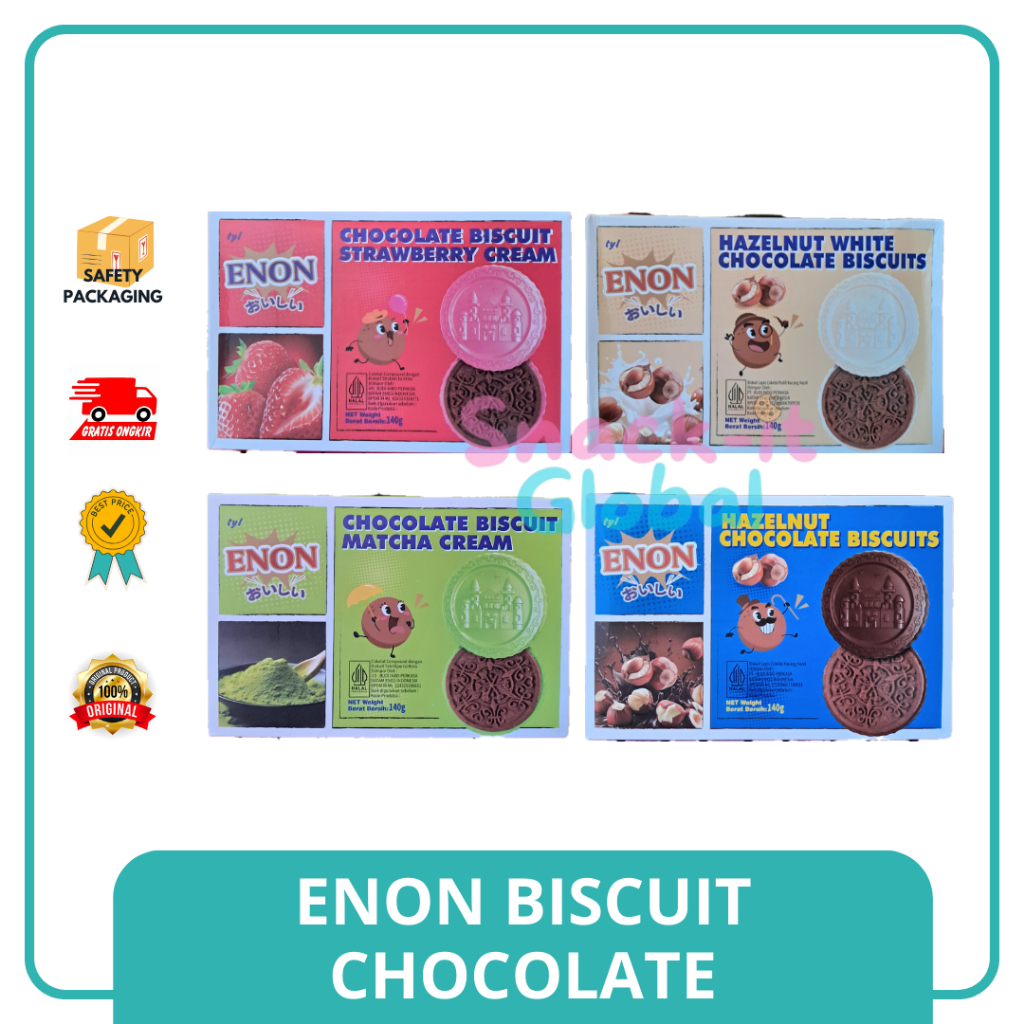 

[GROSIR] Enon Chocolate biscuit Hazelnut Matcha Strawberry White Chocolate 140gr