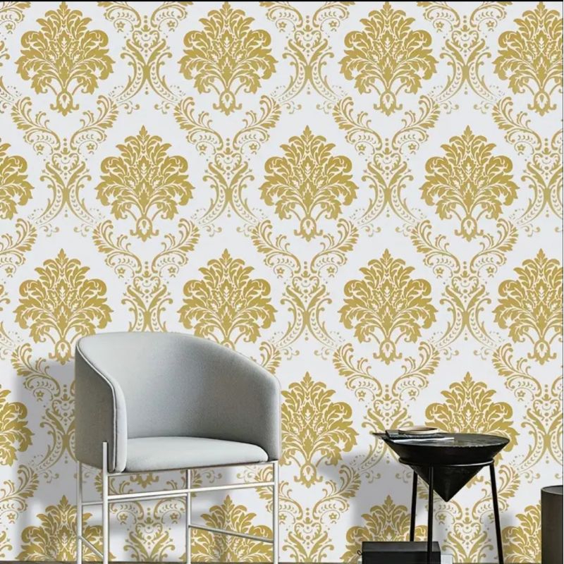 WALLPAPER STIKER DINDING BATIK EMAS PUTIH