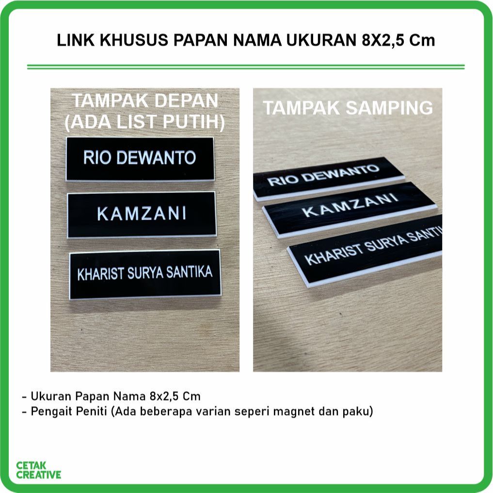 Name Tag Acrylic Grafir | Papan Nama PDH TNI POLRI | Nama Dada Persit Bhayangkari | Name Tag Dokter 