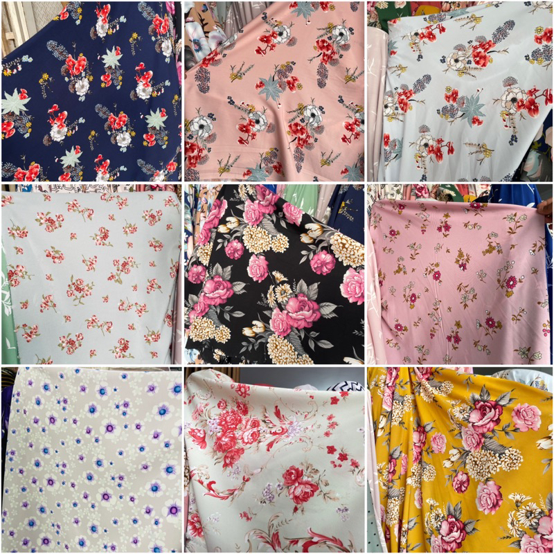 Kain wolfis Motif Bunga Kembang Meteran Lebar 150 cm Harga Tertera Untuk Per 50 cm