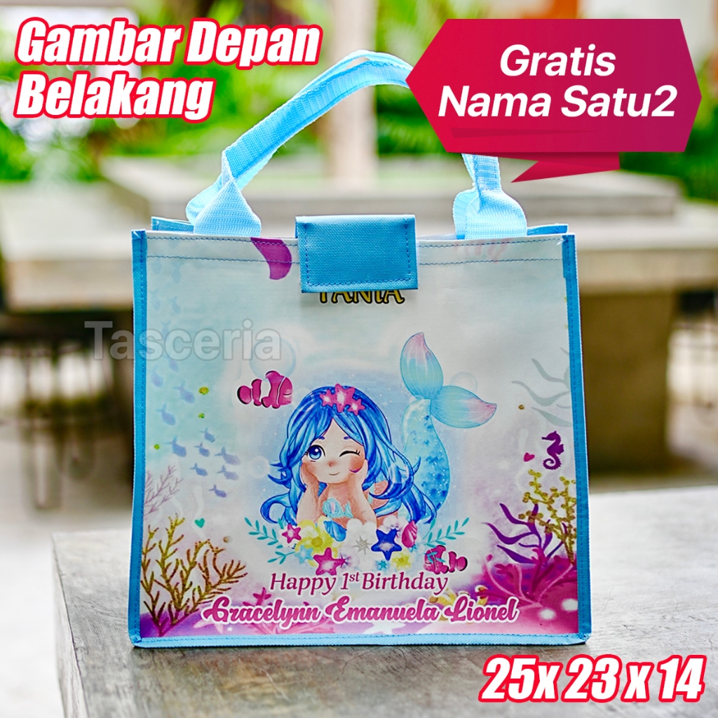 Tote Bag Ulang Tahun Anak Karakter Mermaid Cute