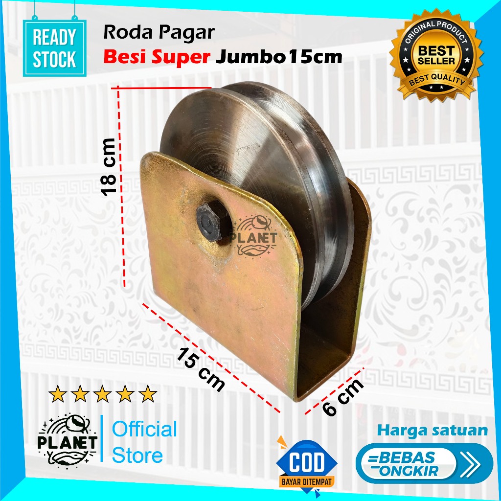 Roda Pagar Besi Super Jumbo 15cm Ornamen Pintu Pagar Besi Dorong 15 cm