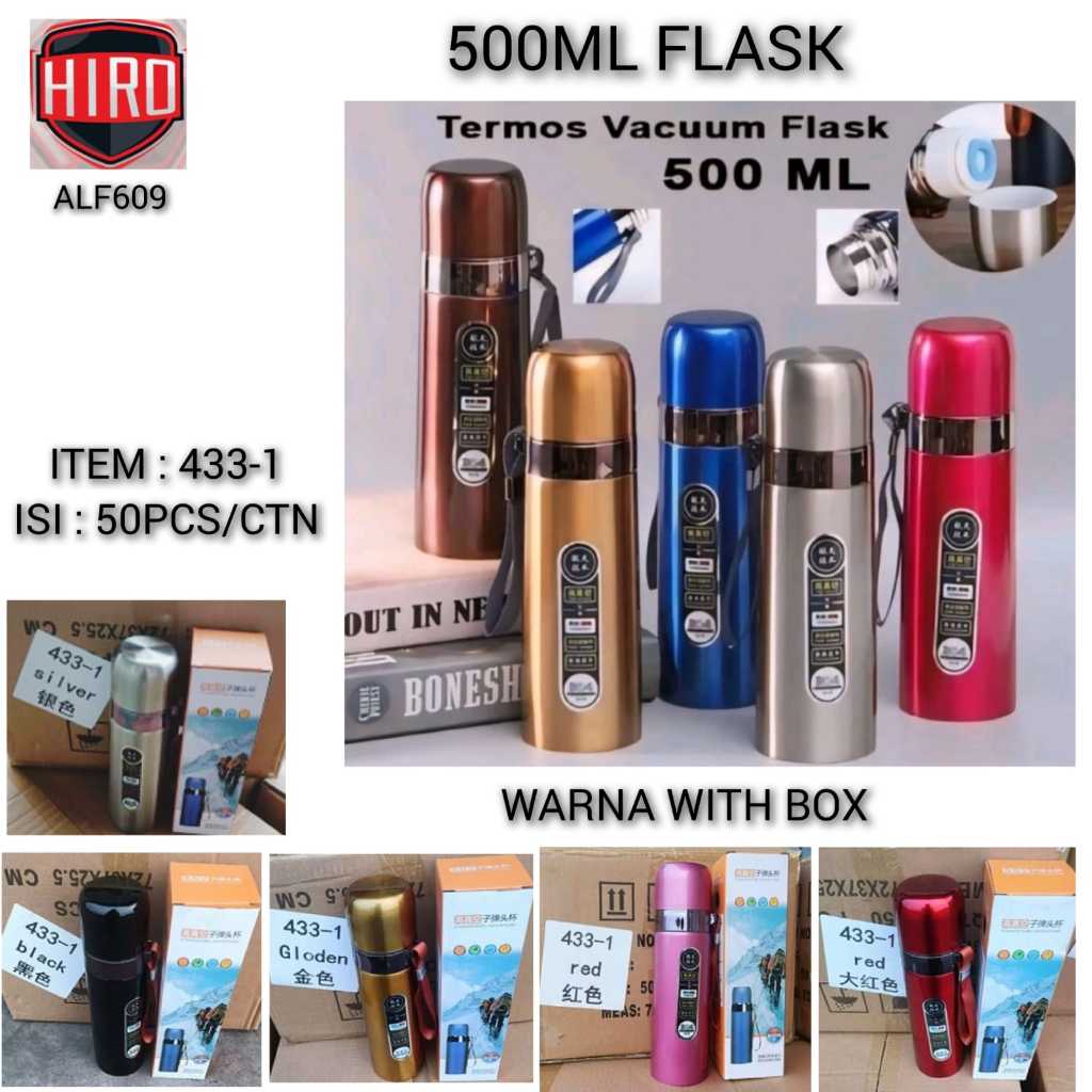 thermos vacuum flash 500 ml /800 ml / 1000 ml kilap golden /ungu  / red gloss / blue / silver  color