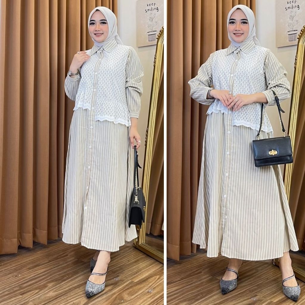 Gamis Wanita Remaja Kekinian Siska Midi Dress Fashion Wanita Gamis Terbaru Gamis Jumbo M L XL XXL Ga