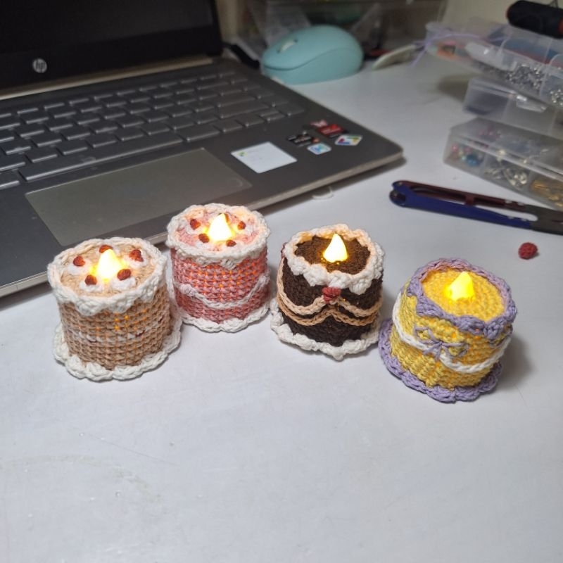 Kue Ulang Tahun Rajut bisa nyala - Bisa Costum | Kue Ulang Tahun Esthetic | Hadiah Ulang Tahun lucu
