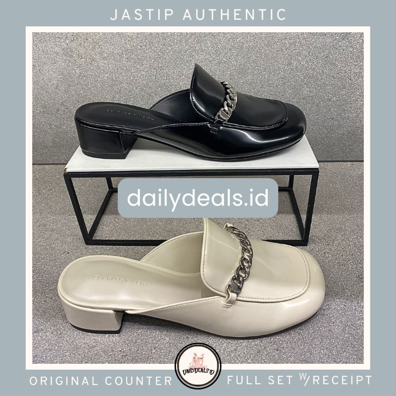 #1-60280454 Chain Mules - Jast[p] CK ORIGINAL COUNTER LINK HEELS BLOCK SANDAL STORE AUTHENTIC ASLI M