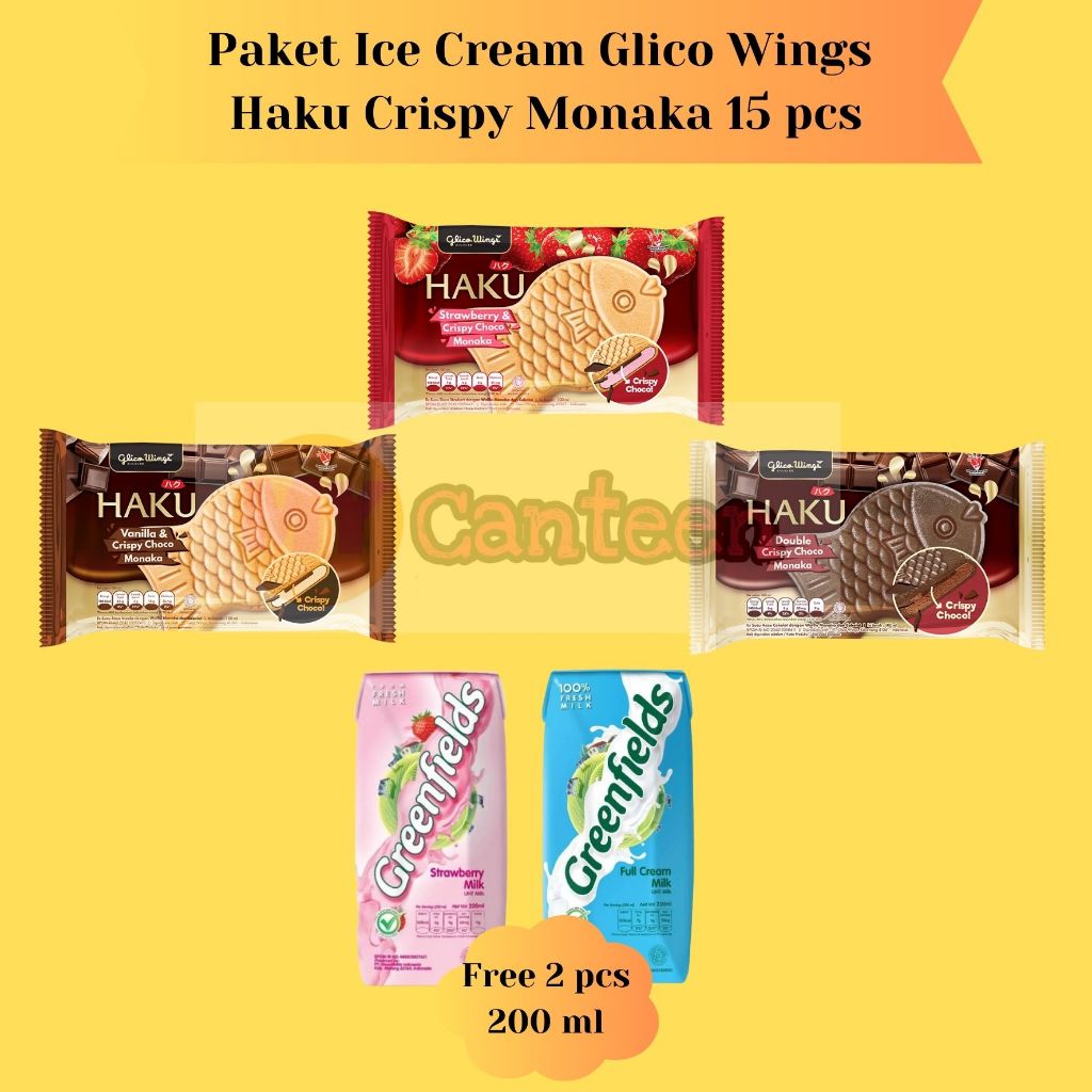 

Paket es krim glico Haku crispy monaka isi 15 pcs