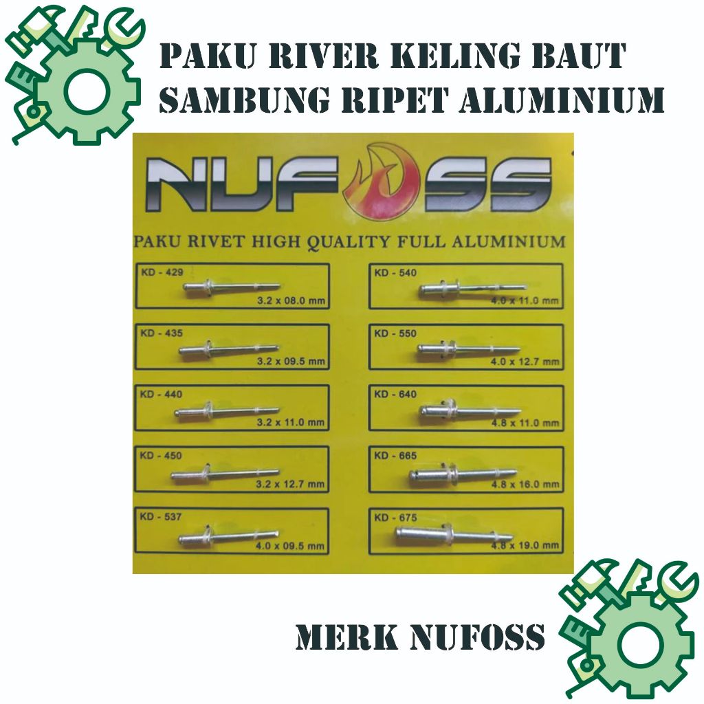 [PROMO]Paku Rivet Keling Baut Sambung Ripet Aluminium NUFOSS
