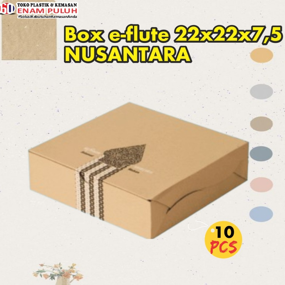 

Kotak kardus tebal box e flute corrugated brown Motif Nusantara 22x22x7,5 cm Isi 10pcs Coklat Hampers Kue
