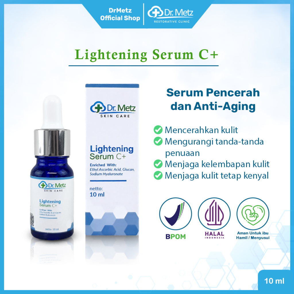 Dr Metz Skincare Lightening Serum C+ 10 ML Serum - Pencerah Kulit Anti Penuaan