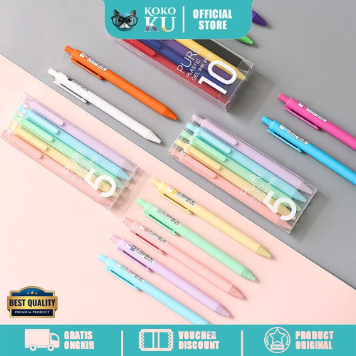 

5 PCS Pulpen Gel Set Tinta Hitam 0.5 mm Satu Set Warna Warni