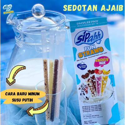 Sipahh Fun Straw pack 5's / sedotan susu unik pemberi rasa Sipah
