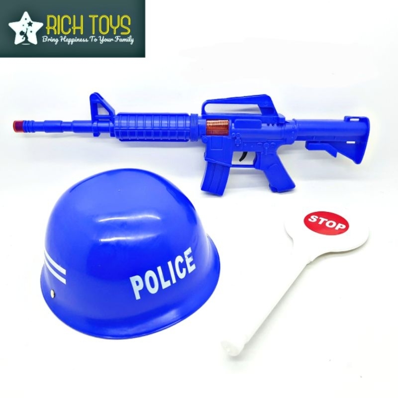 Family Kid Game Mainan Pistol Helm Tembakan Perang Peran Polisi Tentara Anak 3+ Tahun