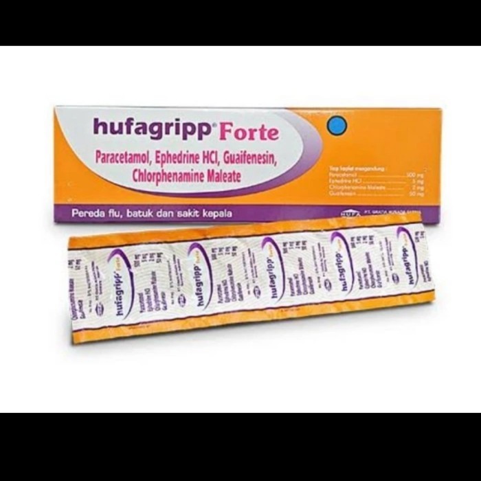 Hufagrip forte strip 10 tablet - obat batuk pilek flu demam