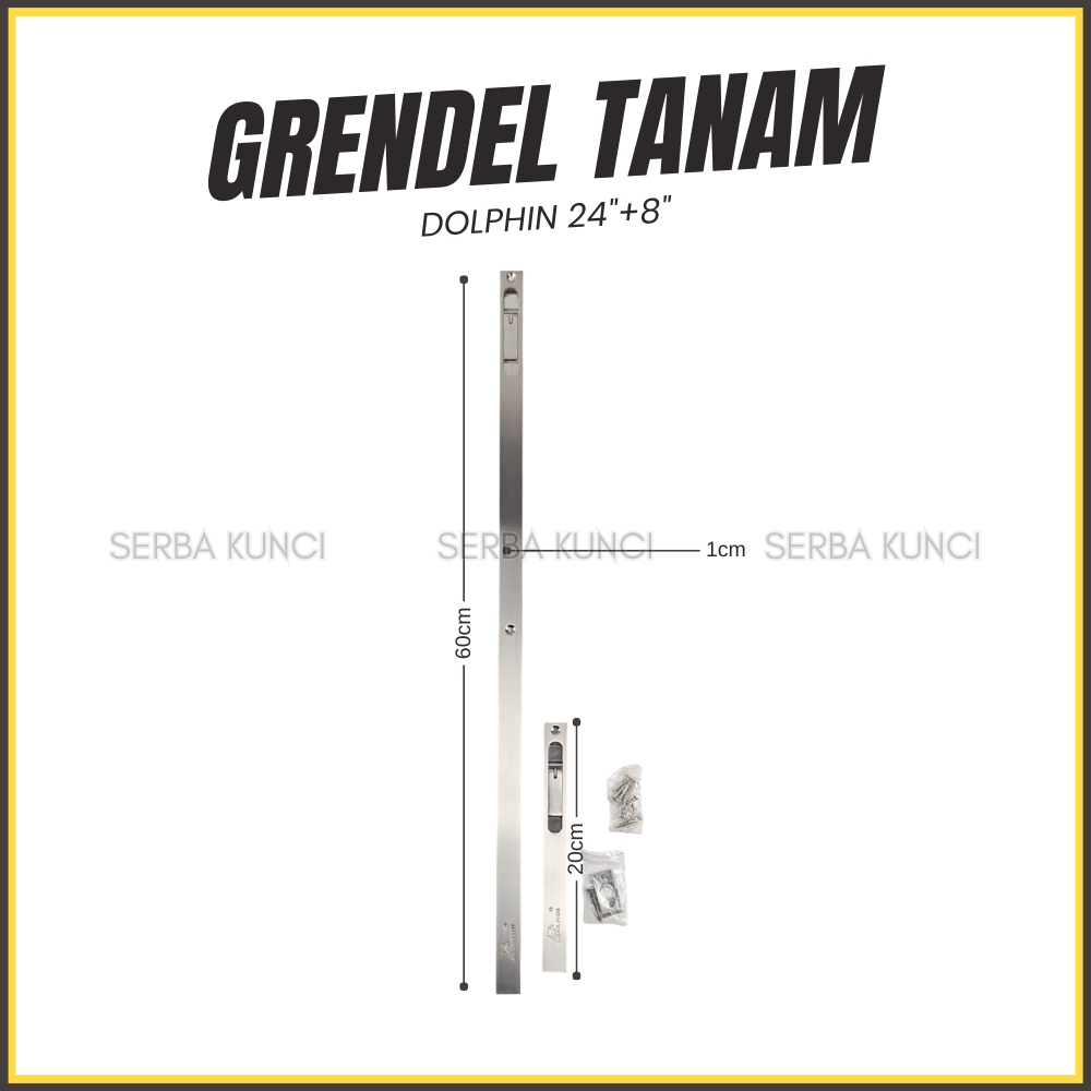 (60cm) Dolphin Grendel Tanam Pintu 24" + 8" Gerendel Selot Slot Pintu Flush Bolt 24in 8in 24 18 in K