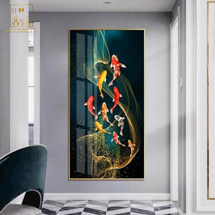 Lukisan Ikan Koi 3D Elegan