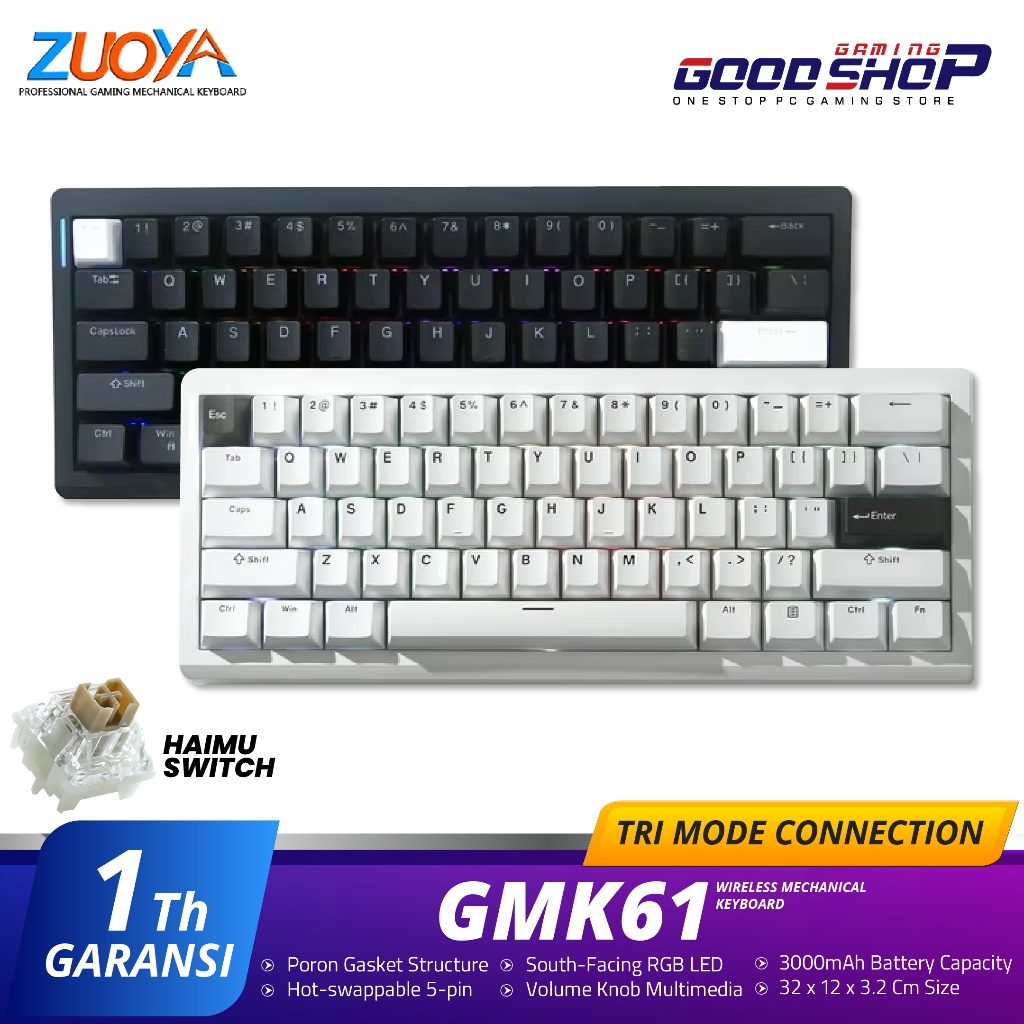 Zuoya GMK61 Tri-mode Prebuilt Mechanical Keyboard