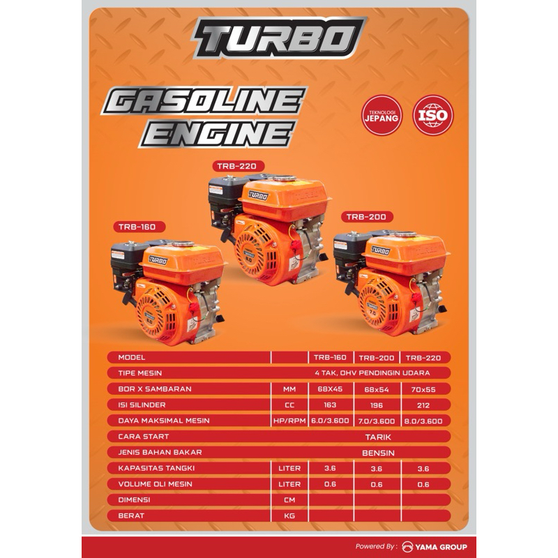 MESIN PENGGERAK TURBO GX160(6hp) GX200(7hp) GX200 (8Hp)