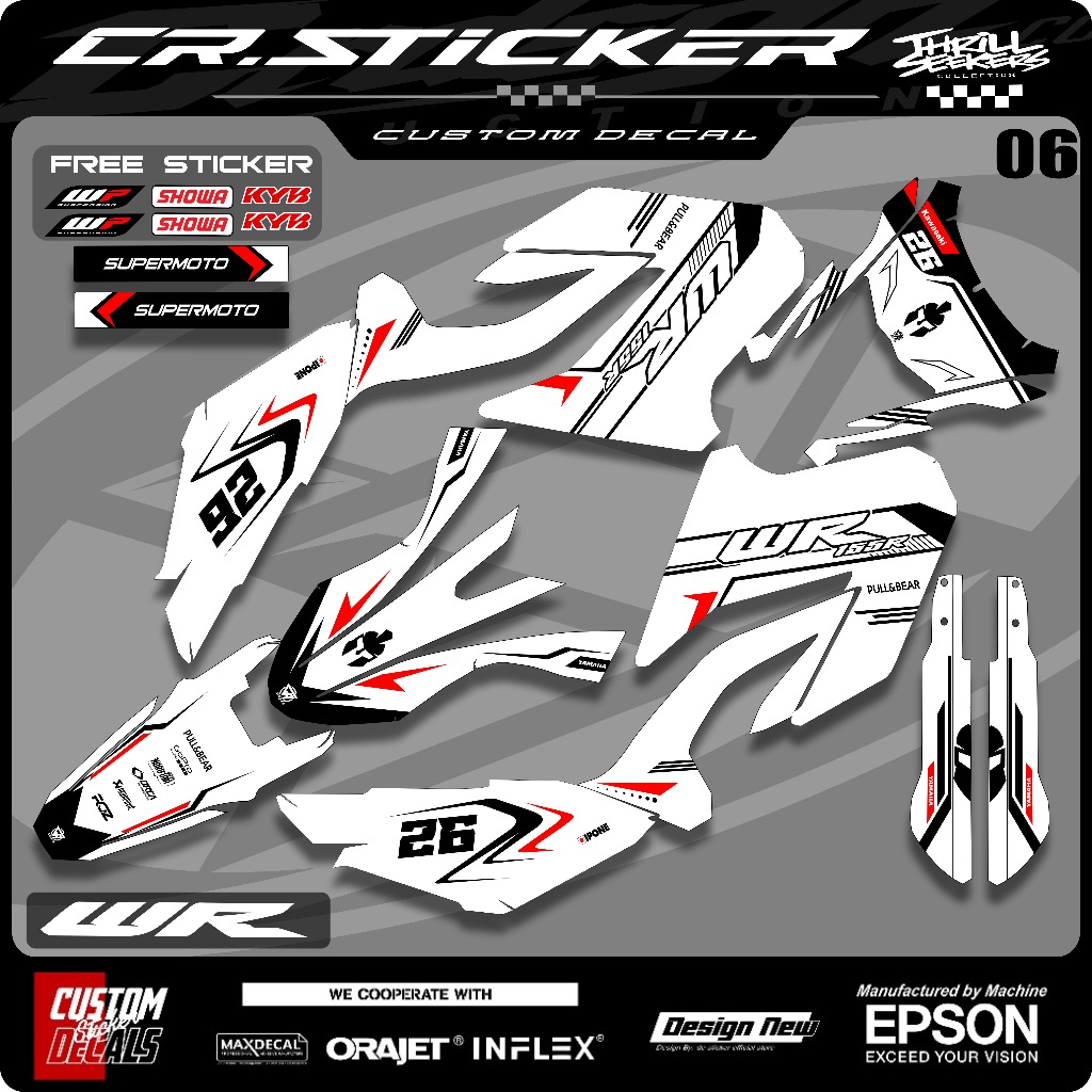 Decal WR 155 Full body Supermoto Bebas Custom - Dekal Sticker Stiker Motor Cross Yamaha WR 155 Motif