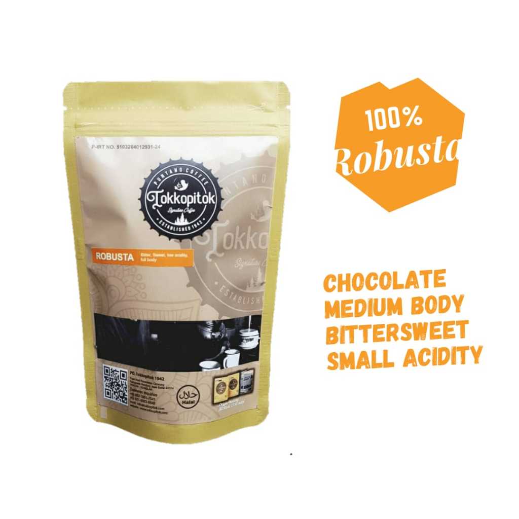

100 Gram Tokkopitok Roasted Bean Robusta Puntang.